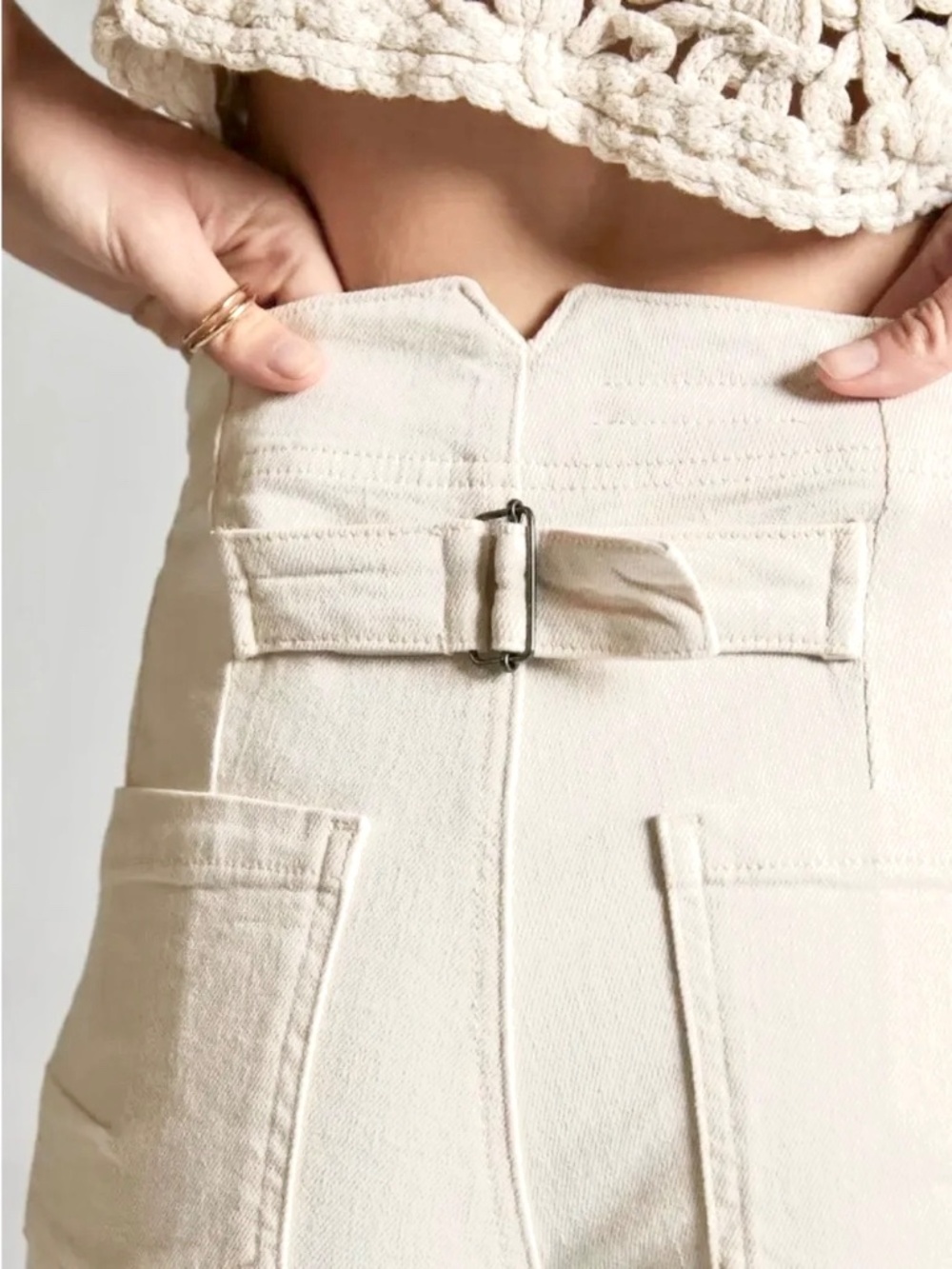 PILCRO The Kit Wide Leg Utility Trousers in Ivory - 27 - Picture 2 of 13